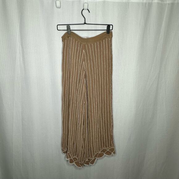 Retrofete Light Brown Beaded Wide Leg Dress‎ Pants - Picture 4 of 5